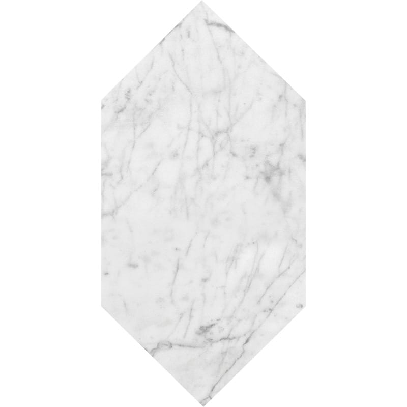 White Carrara C Polished Large Picket Marble Waterjet Decos 6x12