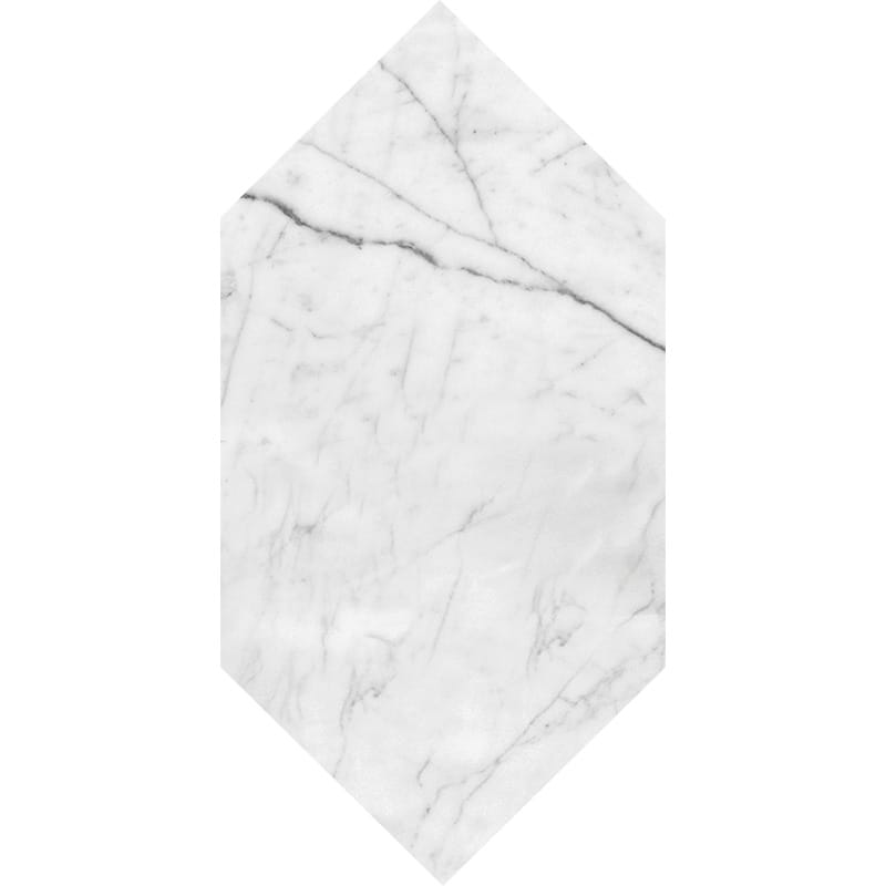 White Carrara C Honed Large Picket Marble Waterjet Decos 6x12