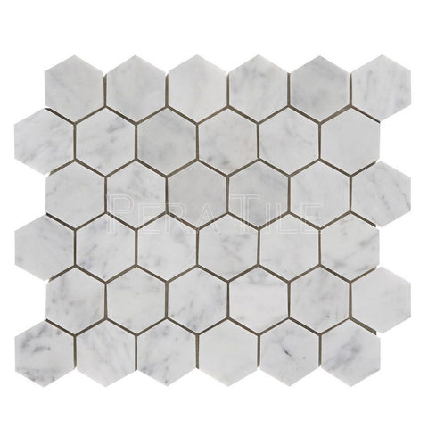 Bianco Carrara 2″ Polished Hexagon Mosaic