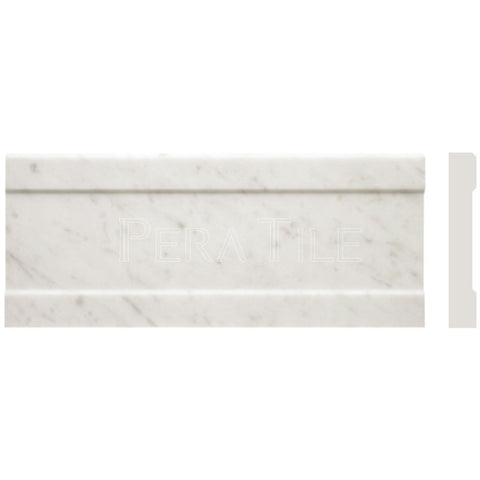 Bianco Carrara 5×12 Honed Box Baseboard