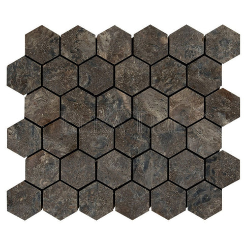 Aino Brown 2″ Polished Hexagon Mosaic
