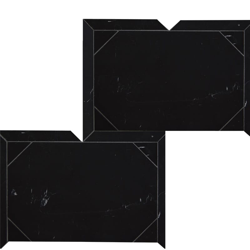 Black Honed Serie Parquet Marble Waterjet Decos 12 1/4x16 3/16