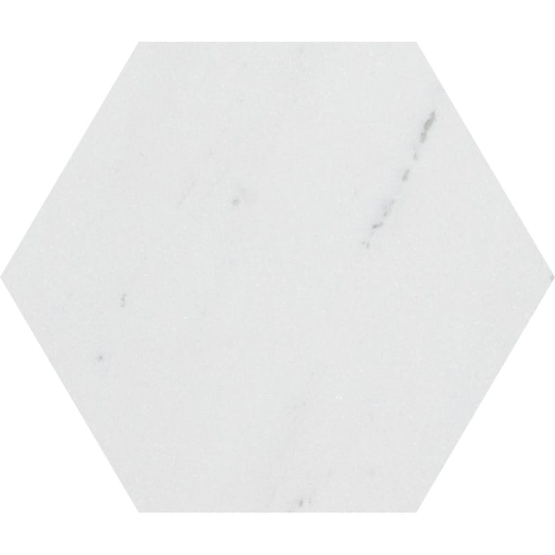 Aspen White Polished Hexagon Marble Waterjet Decos 5 25/32x5