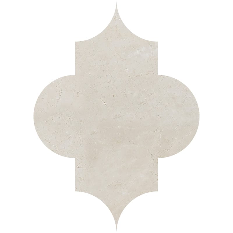 products     by collection     crema marfil marble  Crema Marfil Polished Arabesquette Marble Waterjet Decos 6x8 1/4