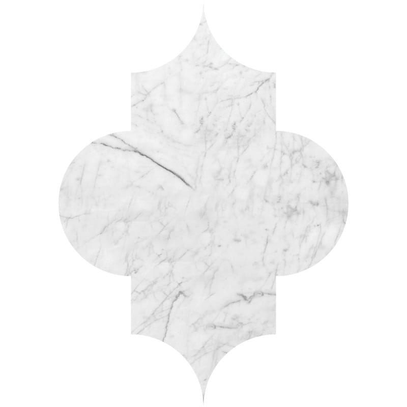 White Carrara C Polished Arabesquette Marble Waterjet Decos 6x8 1/4