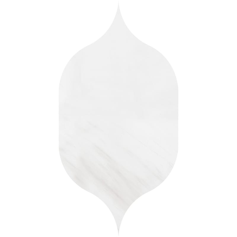 Snow White Honed Gothic Arabesque Marble Waterjet Decos 4 7/8x8 13/16