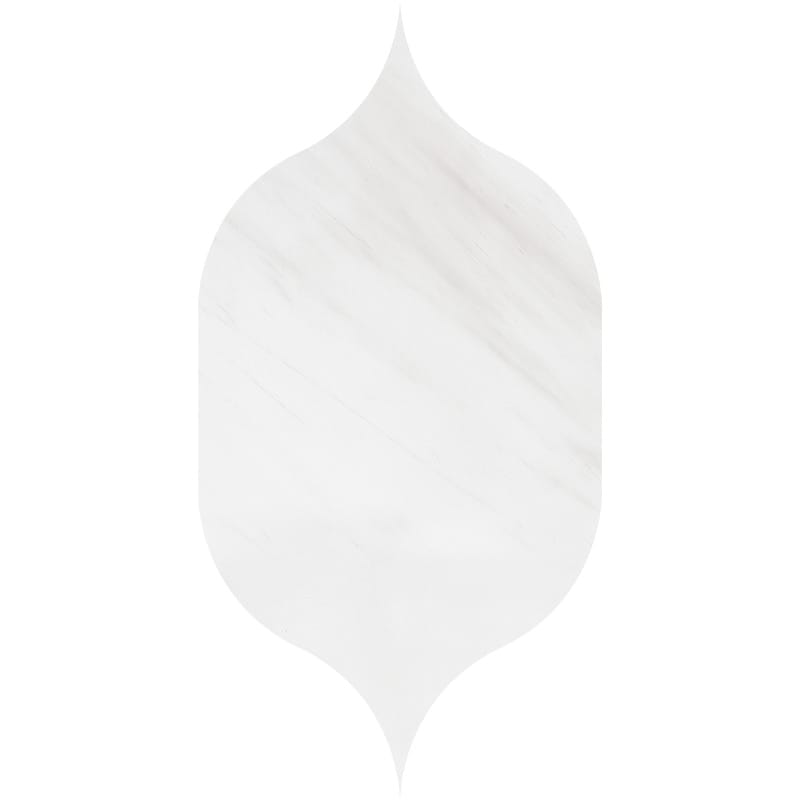 Snow White Polished Gothic Arabesque Marble Waterjet Decos 4 7/8x8 13/16