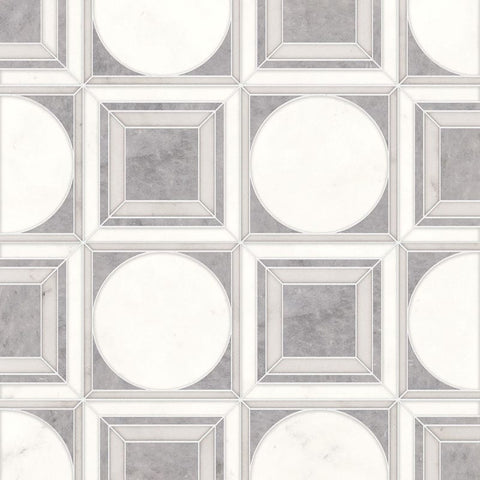 Afyon Grey, Afyon White, Dolomite Multi Finish Cicero Marble Waterjet Decos 12x12