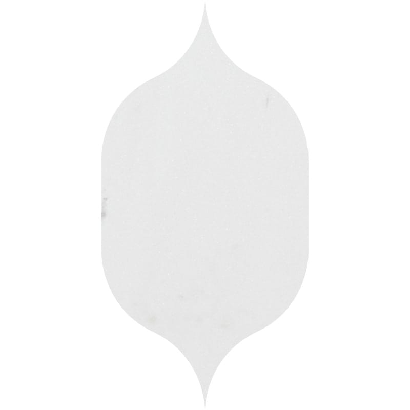 Aspen White Polished Gothic Arabesque Marble Waterjet Decos 4 7/8x8 13/16