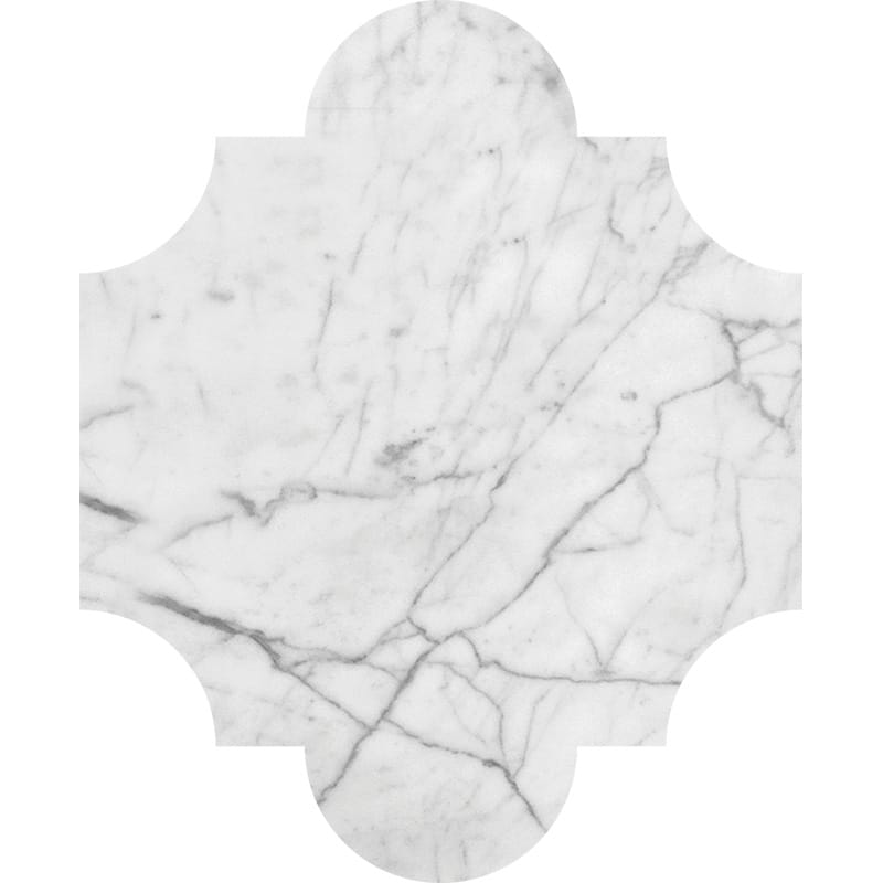 White Carrara C Honed San Felipe Marble Waterjet Decos 8x9 3/4
