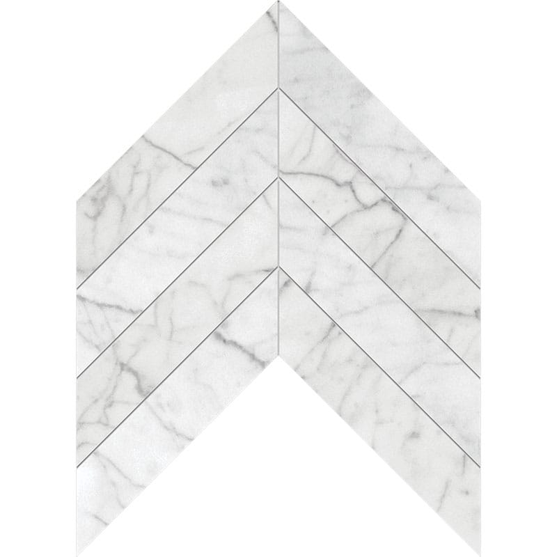White Carrara C Honed Chevron Marble Waterjet Decos 13x10