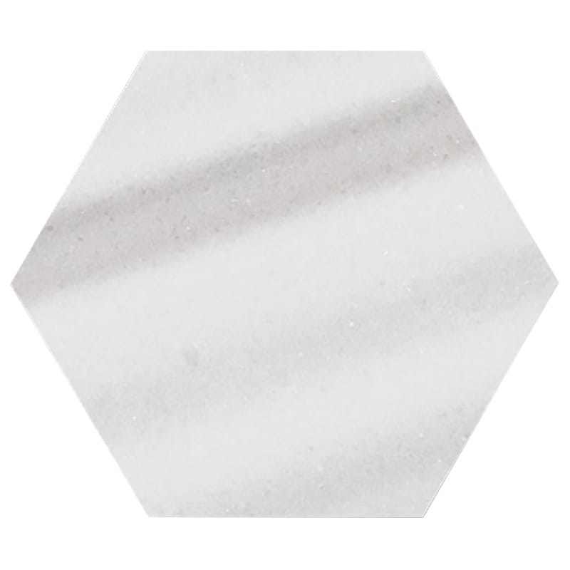 Frost White Polished Hexagon Marble Waterjet Decos 5 25/32x5