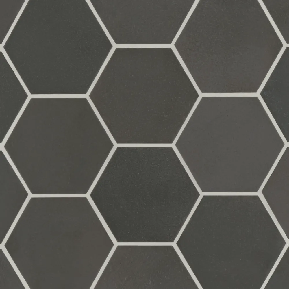 Celine 4" Hexagon Matte Porcelain Floor & Wall Tile in Black