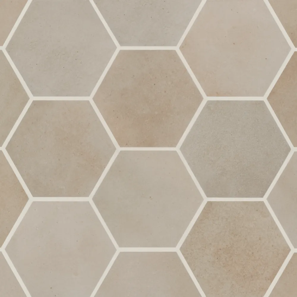 Celine 4" Hexagon Matte Porcelain Floor & Wall Tile in Taupe
