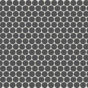 Marin 3/4" Penny Round Matte Porcelain Mosaic in Black Sea