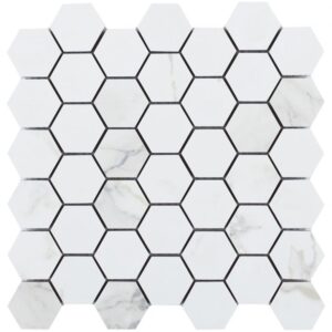 Malaysia Calacatta Dorado Matte 2 x 2 Hexagon Mosaic 12 x 12