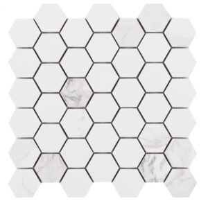 Malaysia Calacatta Dorado Stone 2 x 2 Hexagon Mosaic 12 x 12