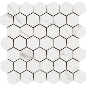 Malaysia Carrara Pre Matte 2 x 2 Hexagon Mosaic 12 x 12