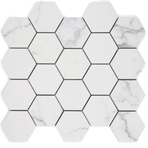 Malaysia Carrara Pre Matte 3 x 3 Hexagon Mosaic 11.75 x 12.75