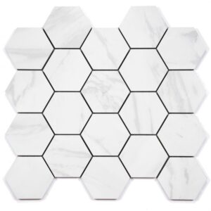 Volakas Premium Matte 3 x 3 Hexagon Mosaic 11.75 x 12.75